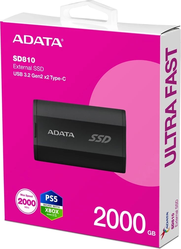 Hardisk i jashtëm ADATA SD810 2 TB, i zi