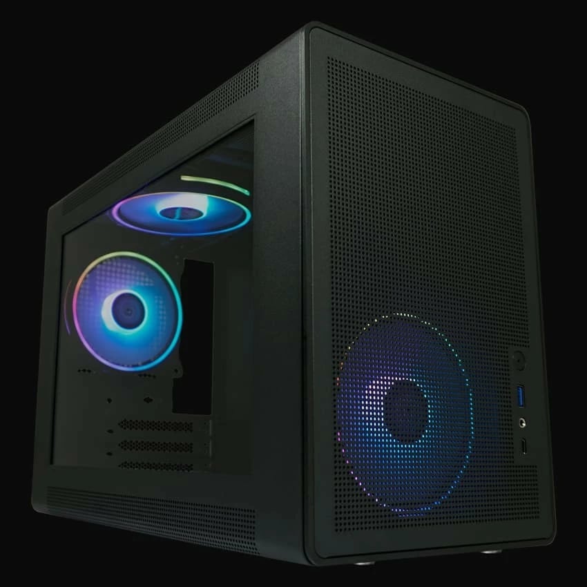 Kasë LC-Power LC-716MB-ON, Micro Tower, micro ATX/Mini-ITX, xham i temperuar, RGB, e zezë