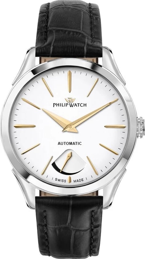 Orë dore për meshkuj PHILIP WATCH ROMA, rrip i zi