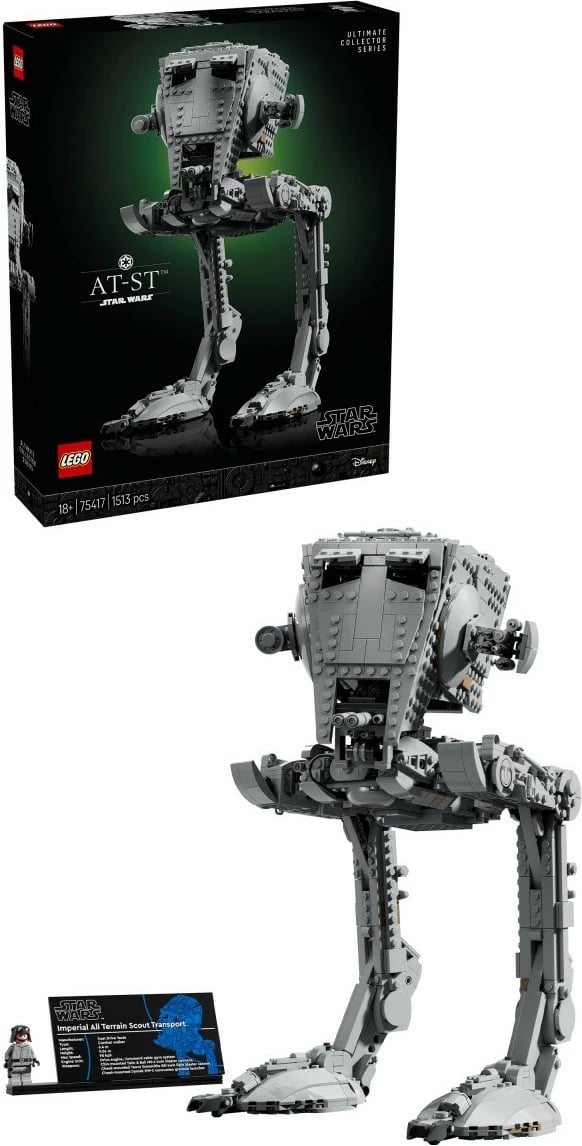 Set LEGO Star Wars AT-ST Walker 75417, Ultimate Collector Series, 1513 pjesë, Gri