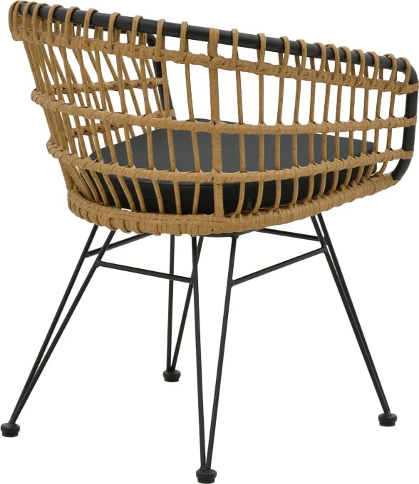 Set tavoline me karrige Kliton-Naoki B, 5 pjesë, alumin anthracite, rattan natyral, 80x80x74cm