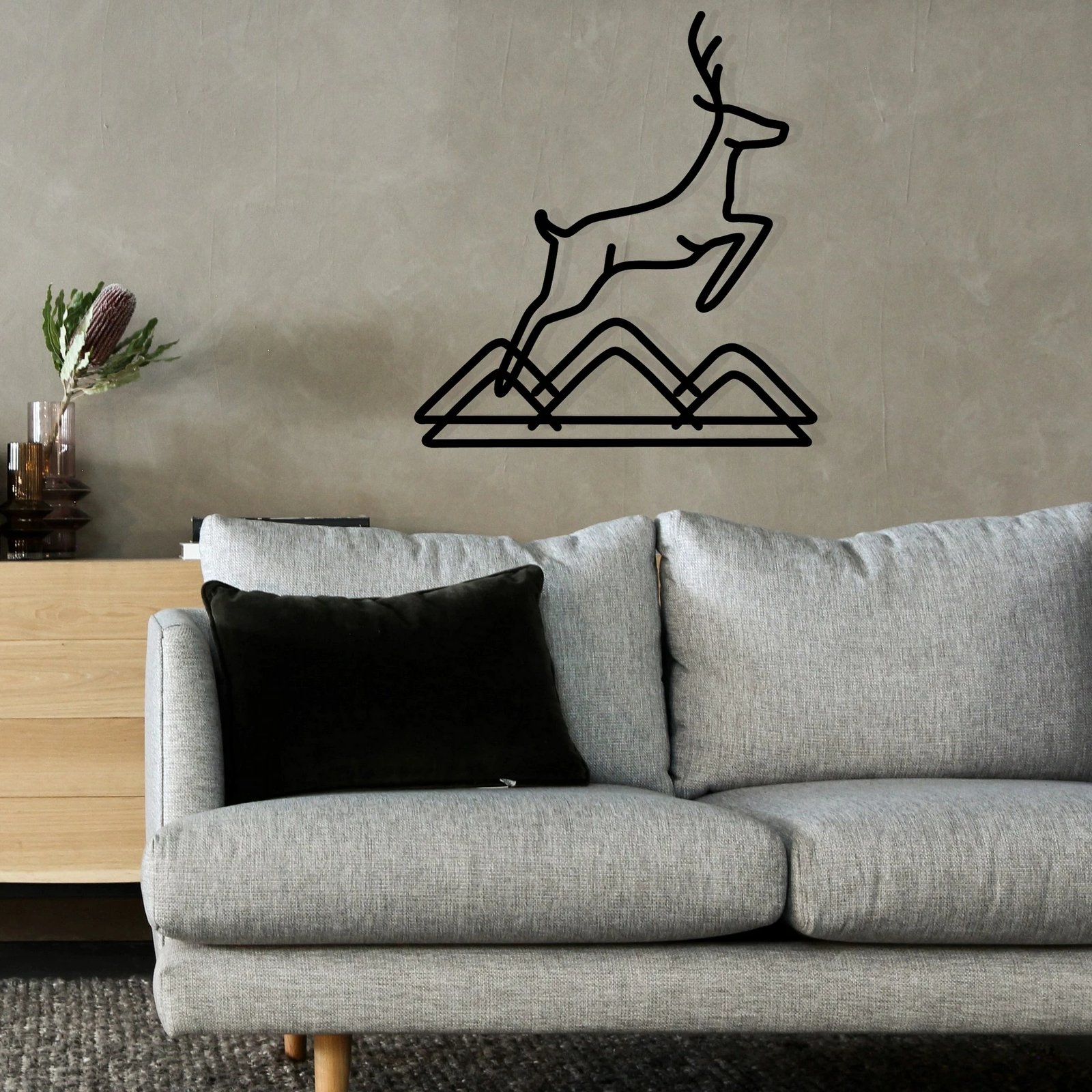 Aksesor dekorativ metalik për mur, Wallity Amentes, ngjyrë e zezë, 49x51cm