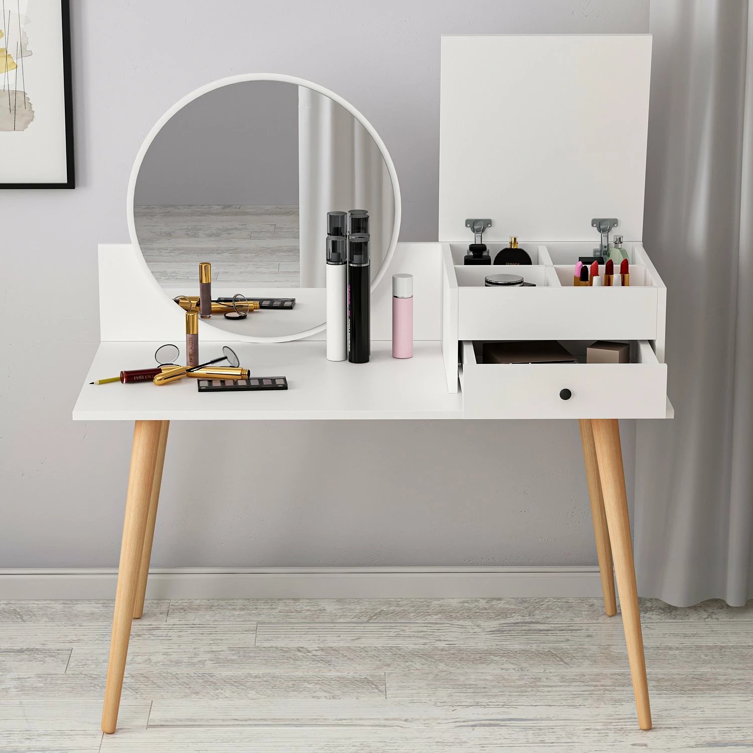 Tavolinë grimimi Hanah Home, Angel, e bardhë