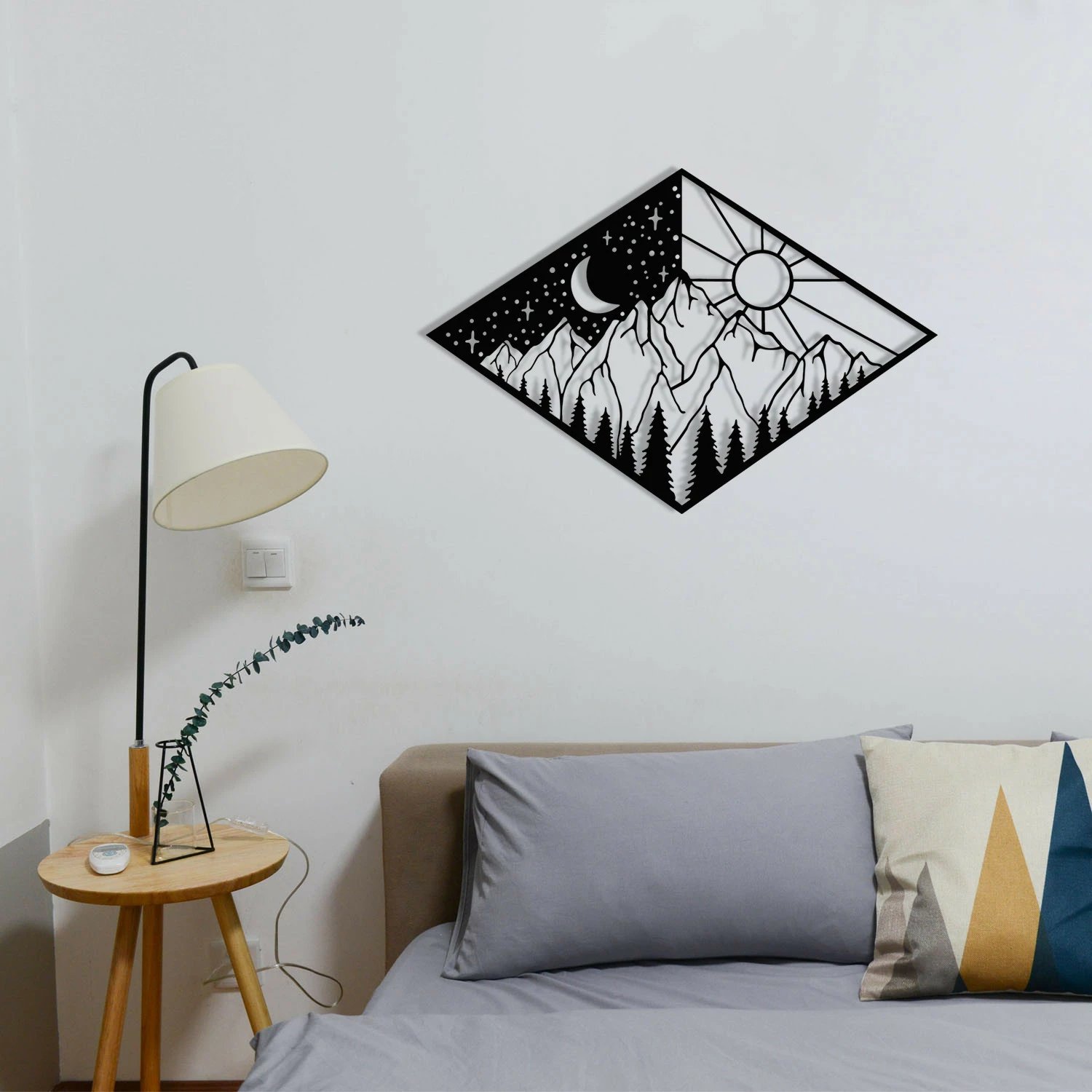 Aksesor dekorativ metalik për mur, Wallity Suveyda, ngjyrë e zezë, 56x38cm