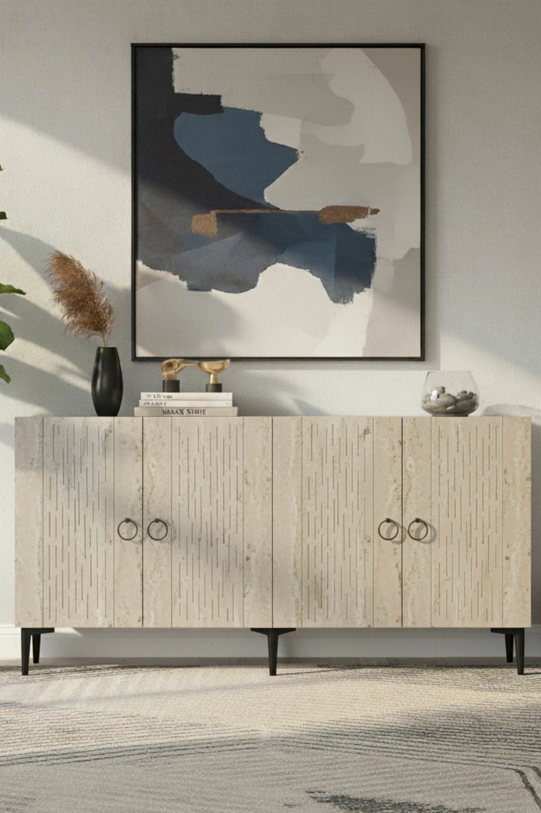 Konsol Skye Decor, Rain 150, e bardhë, travertin