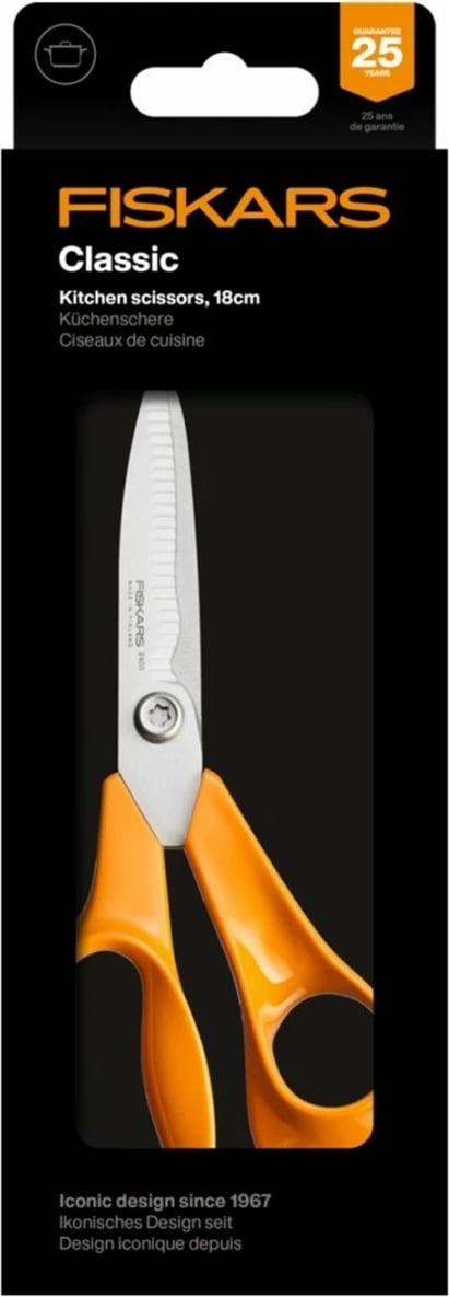 gërshërë kuzhine Fiskars 1075051 18 cm çelik inoks portokalli