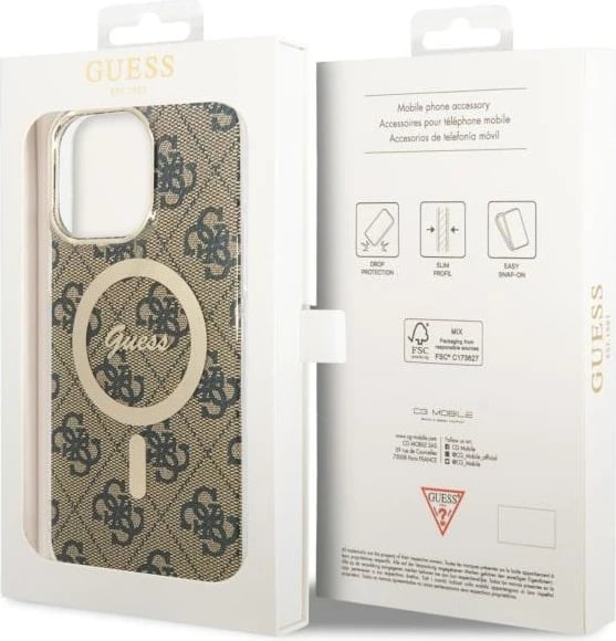 Mbështjellës Guess 4G MagSafe për iPhone 14 Pro Max 6.7", kafe