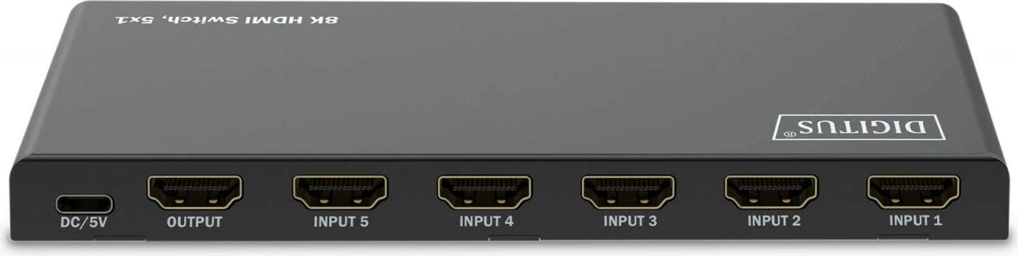 Switch HDMI Digitus DS-55334, 5x1, 8K/60Hz, me telekomandë, e zezë