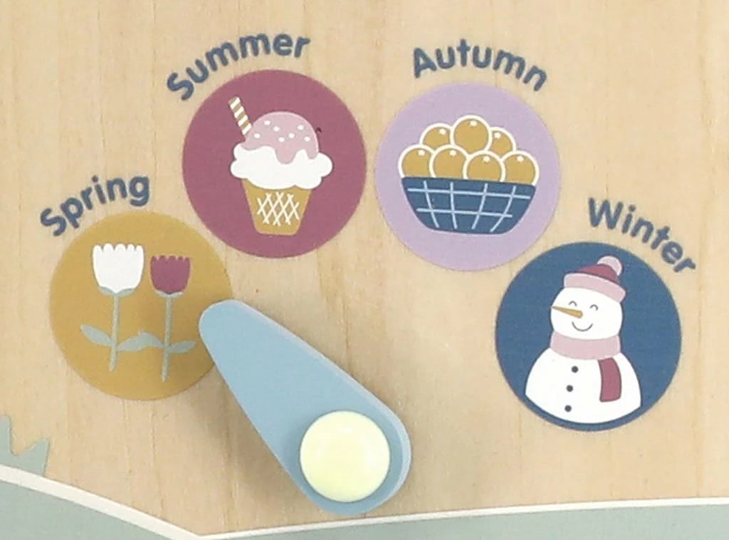 Lodër edukative kalendër druri me orë, Viga, PolarB, 29.5 x 29.5 x 3 cm, multingjyrësh