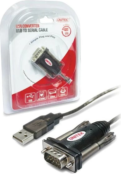 Adapter USB në RS-232 Unitek Y-105, 140 cm, Zi