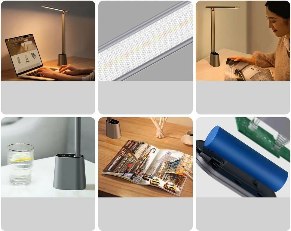 Llambë tavoline Baseus Smart Eye DGZG-0G, LED, pa kabllo, 2200 mAh, Gri