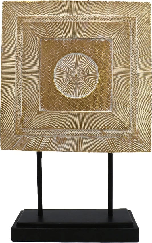 Dekor totem SQUARE DRUM, polirezine, natyrale e zezë, 26x8x40cm