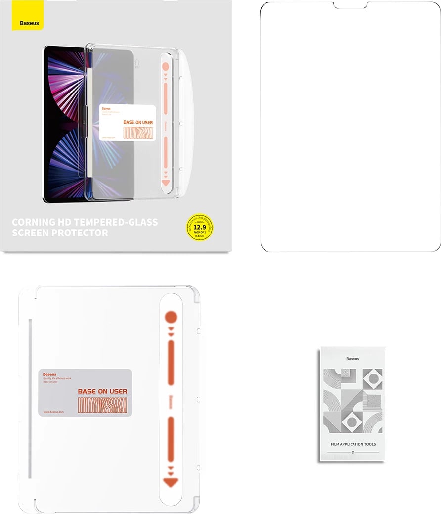 Xham i temperuar Baseus Crystal për iPad Pro 12.9'' (2018/2020/2021/2022), transparent, me set montimi