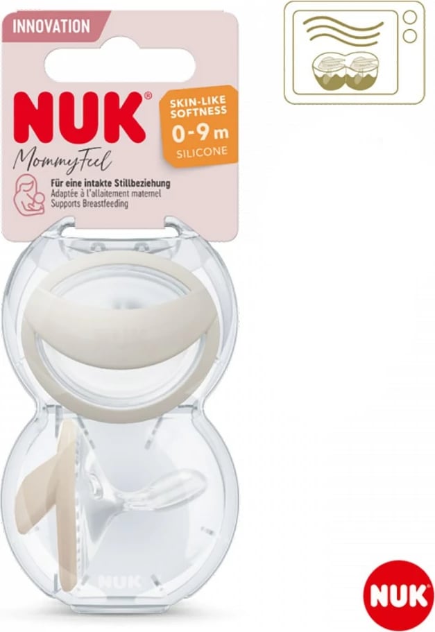 Qetësues bebe NUK MommyFeel 0-9 muaj, silikon, pa BPA, jeshile dhe e bardhë, set 2 copë