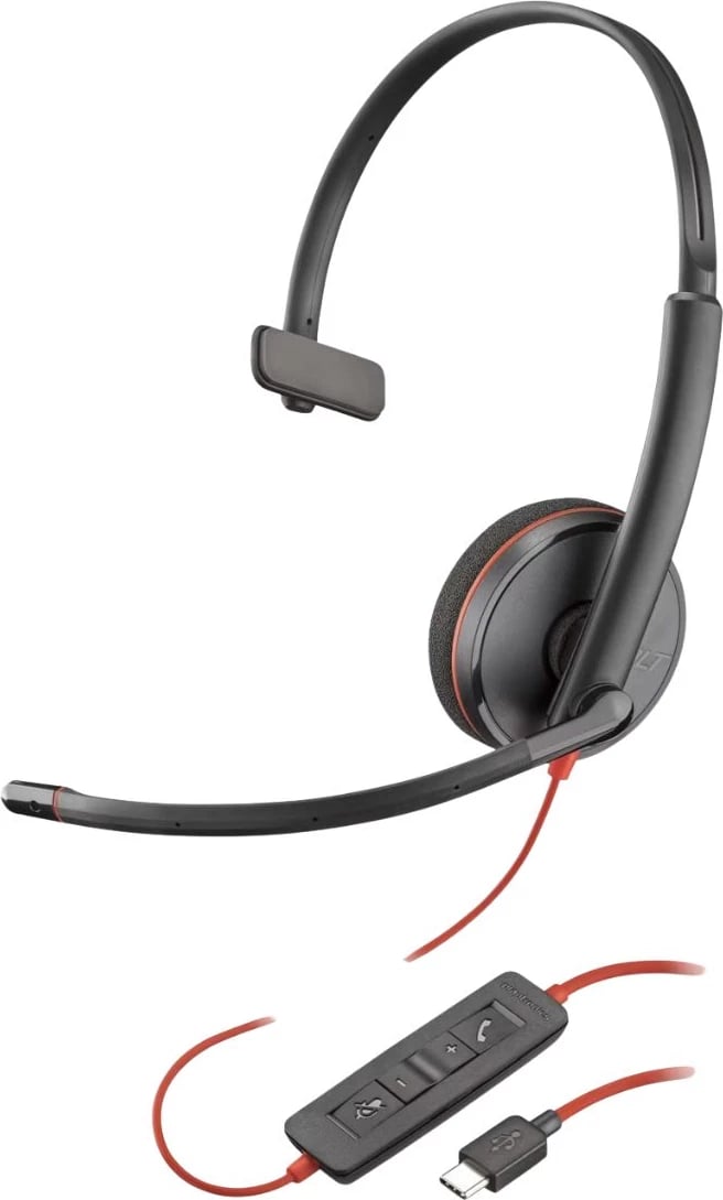 Headset, Plantronics/Poly, Blackwire 3210 8X214A6, mono me USB, me mikrofon boom, e zezë