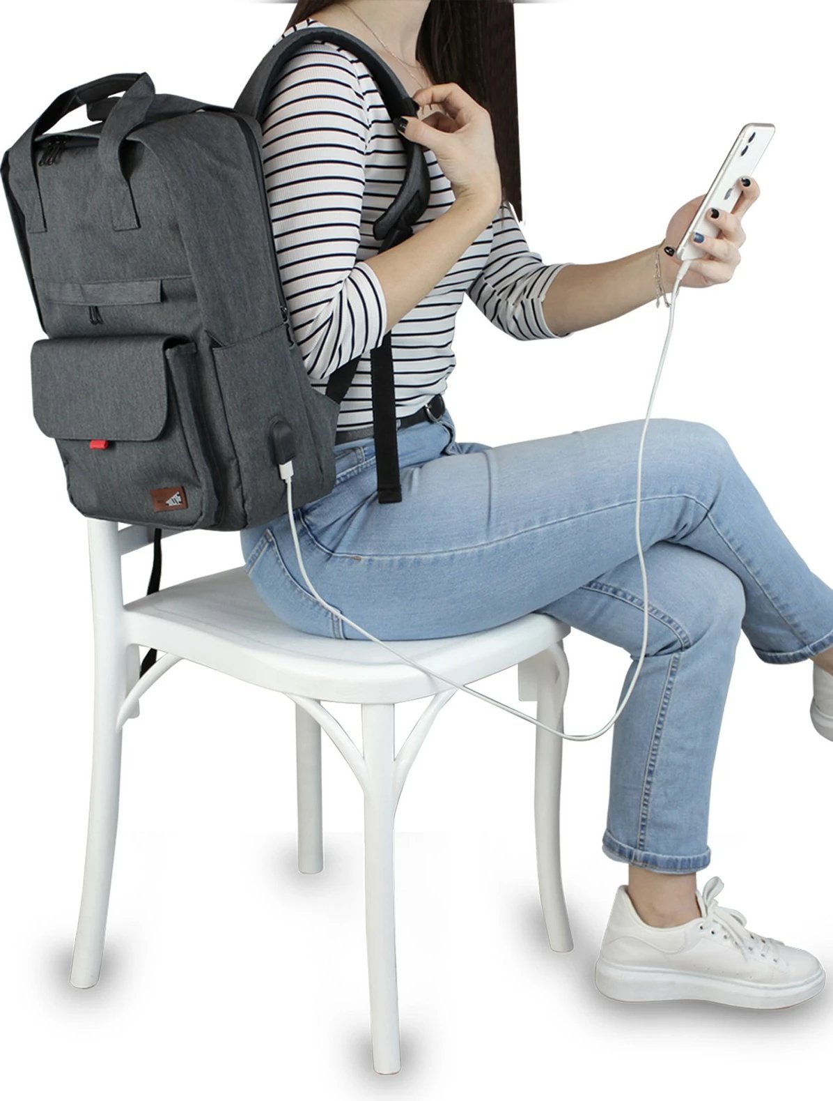 Çantë shpine për laptop, ngjyrë fume, Zoozie Bags, 2225