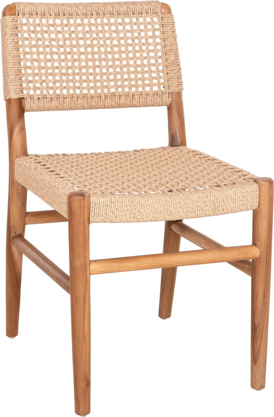 Karrige për ngrënie ROSCO FH6133 dru tik ngjyrë natyrale-VIRO litar ngjyrë bezhë 46x55x79H cm