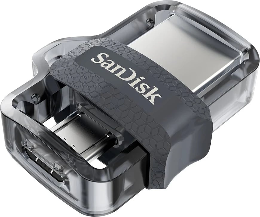 USB flash SanDisk Ultra Dual m3.0 32 GB, e zezë, argjendtë, transparente
