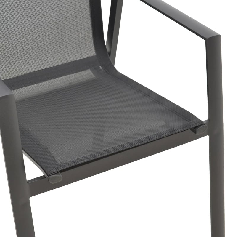 Karrige për kopsht Dashiell metalike e zezë textilene e zezë 71x58x94cm