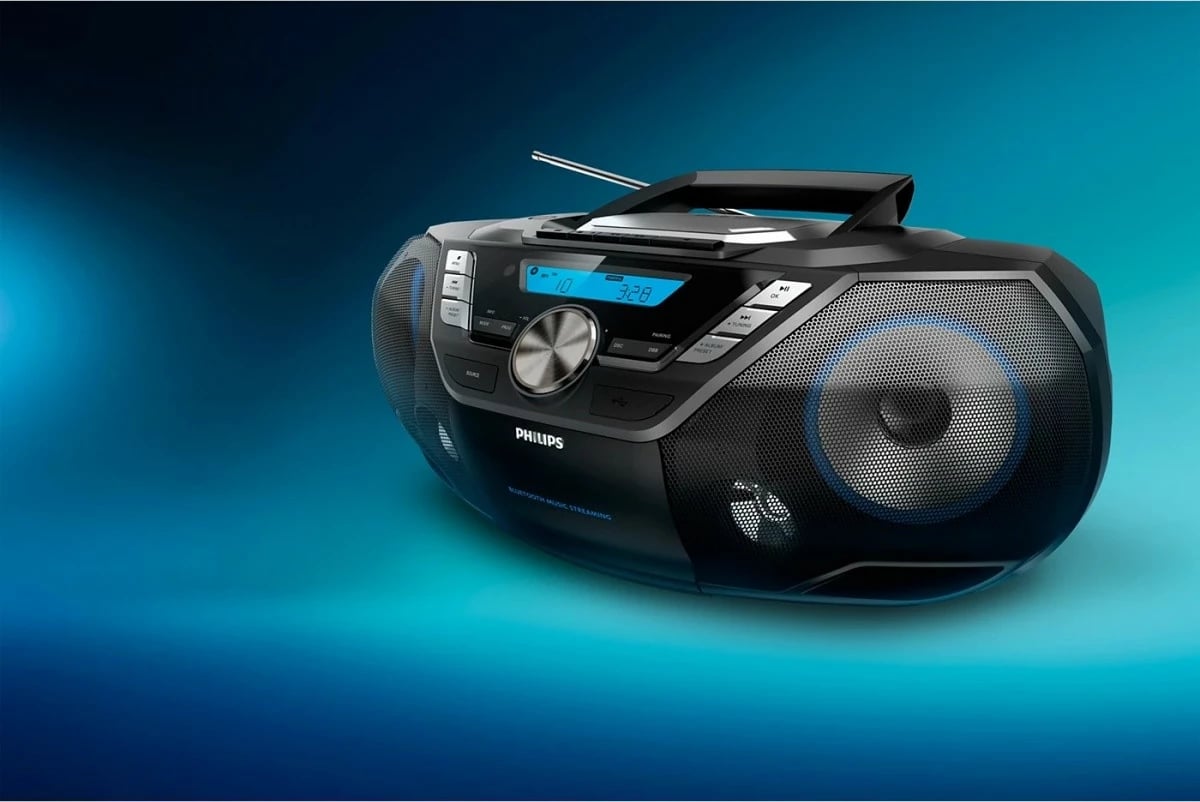 Radio/CD bumbox Philips AZB798T/12 Bluetooth, USB, DAB/DAB+/FM, CD/MP3, kasetofon, 12 W, i zi