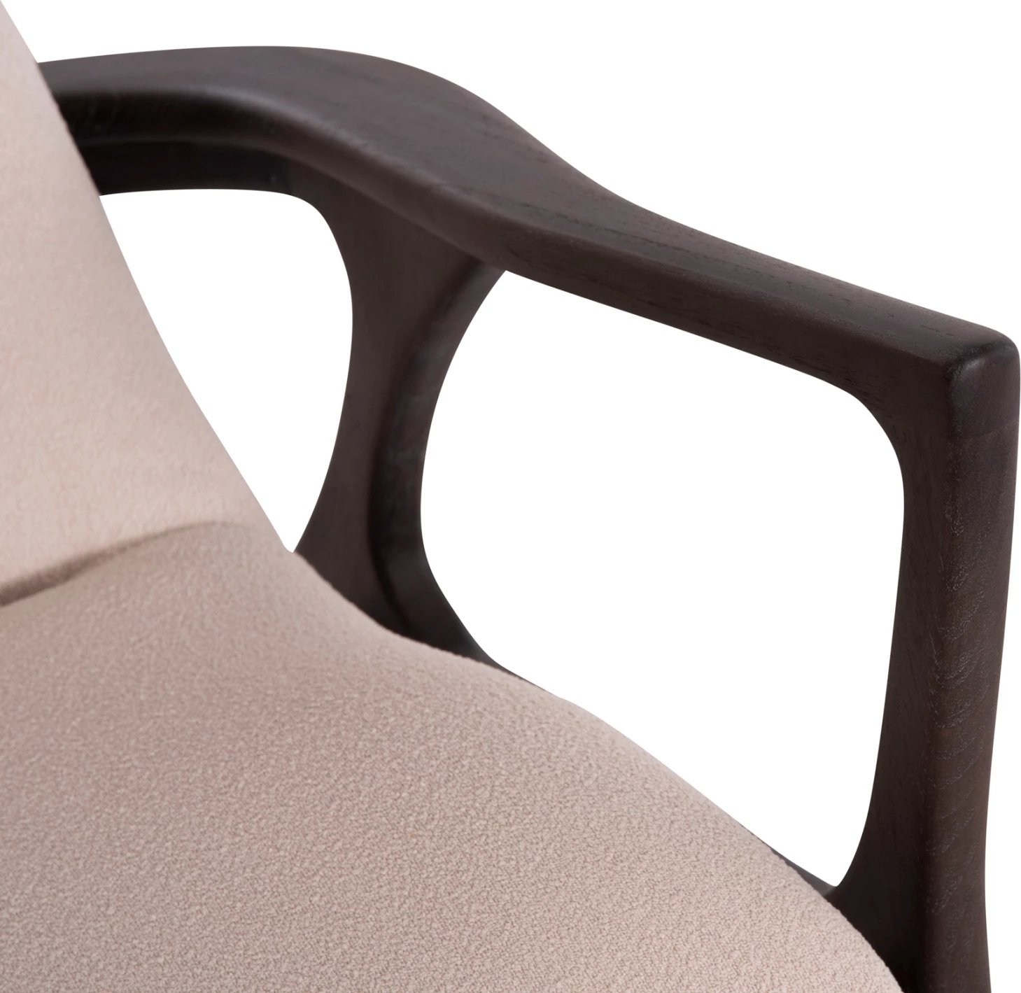 Fotel lounge ARYA, dru teku, ngjyrë e zezë-krem boucle, 79x88x83cm