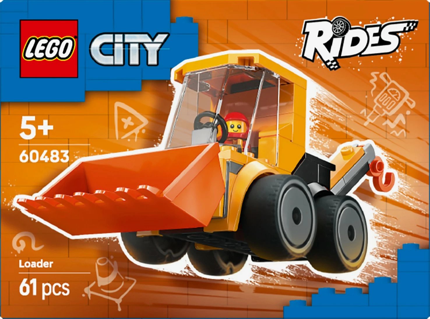 Set blloqe, LEGO City 60483 Wheel Loader, 61 pjesë, për moshat 5+, plastikë