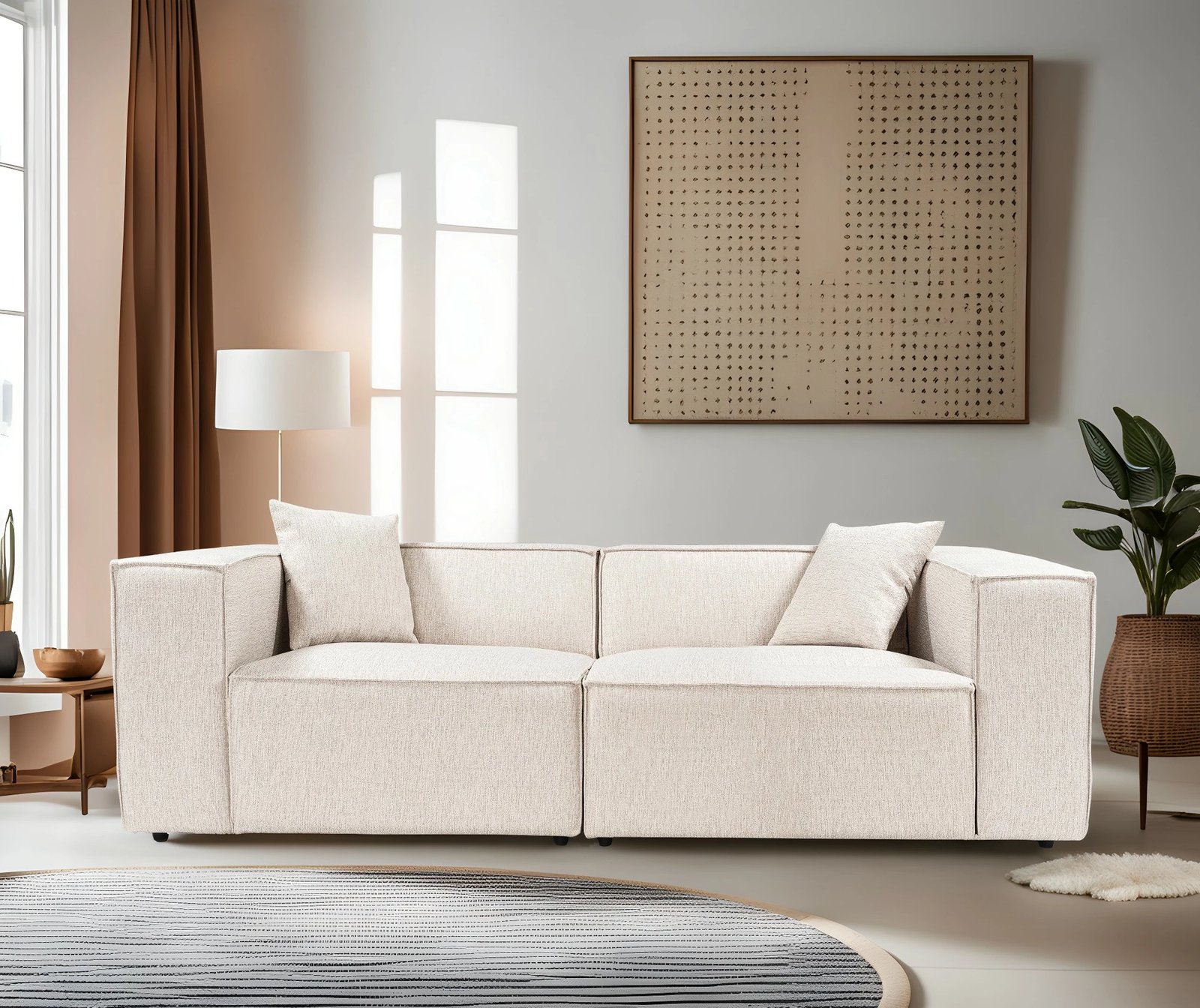 Divan dy ulëshe Atelier del Sofa, Lora, ngjyrë kafe e çelët