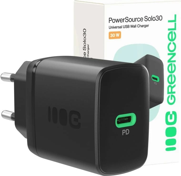 Karikues murale, Green Cell, CHARB-GC-30C-B, 30W PD USB-C 1 port, i zi