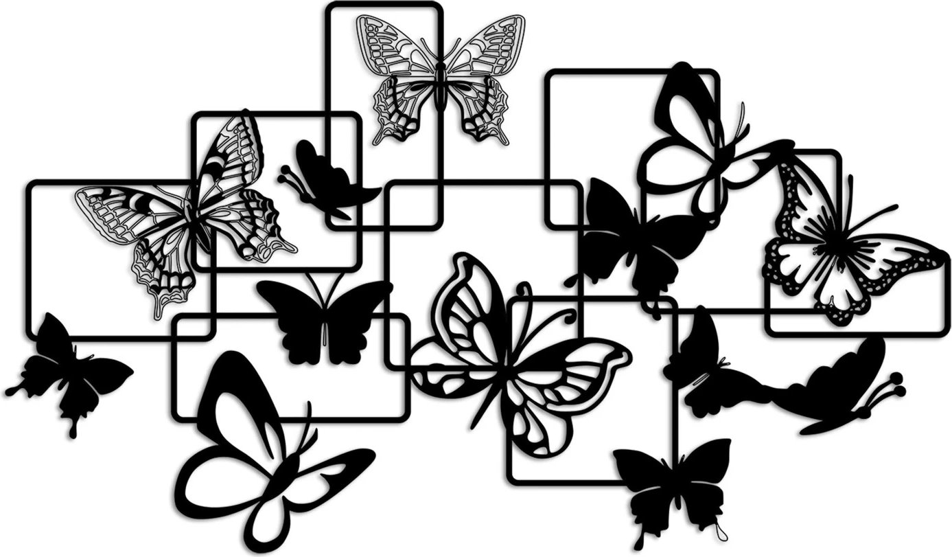 Aksesor dekorativ metalik për mur, flutura, Wallity, M