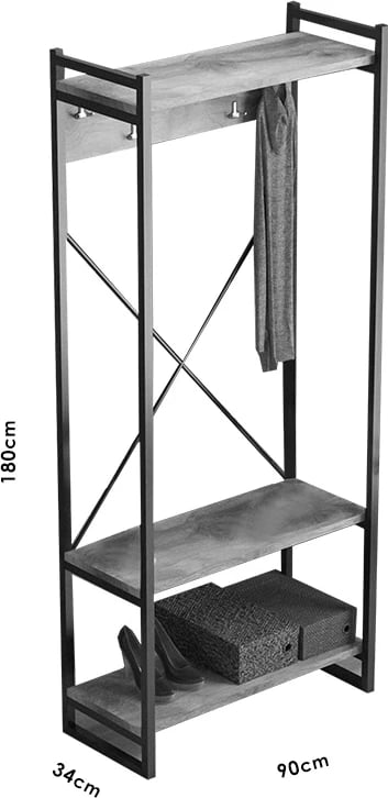 Mobilje hyrëse Baker, arre e zezë, 90x34x180 cm