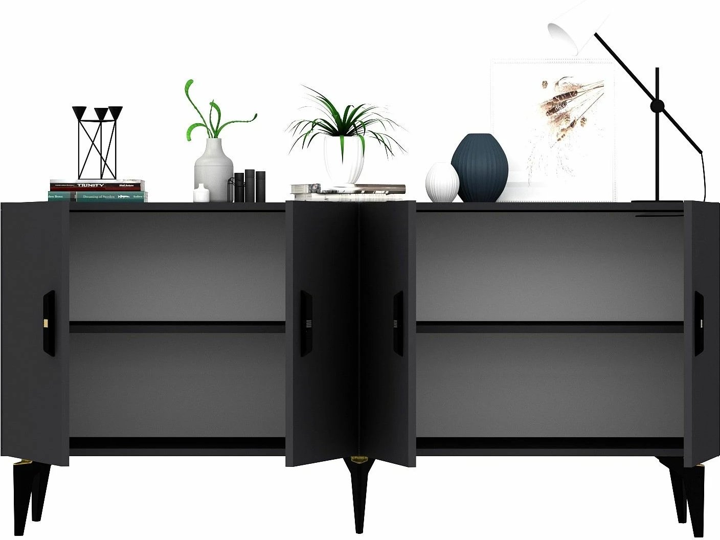 Konsol Skye Decor, ngjyrë antracit, Plus