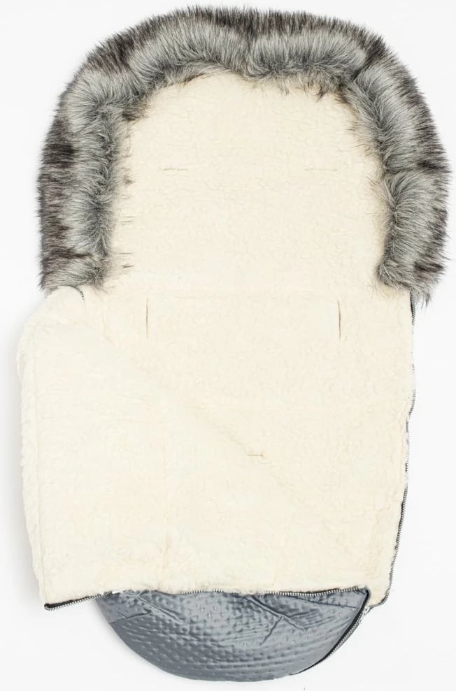 Thes këmbësh për karrocë, New Baby, Lux Wool, me shtresë leshi, 49x95 cm, gri grafit