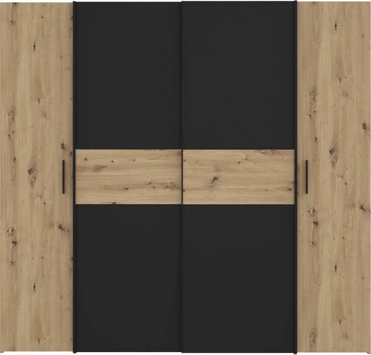 Dollap Bekerk, melaminë, ngjyrë e zezë-lisi, 200x61.5x190.5cm