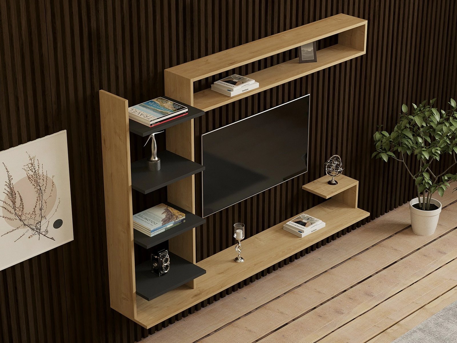 Kënd TV Hanah Home, ngjyrë safir dhe antracit, stil skandinav, 180x121.8x29.6cm