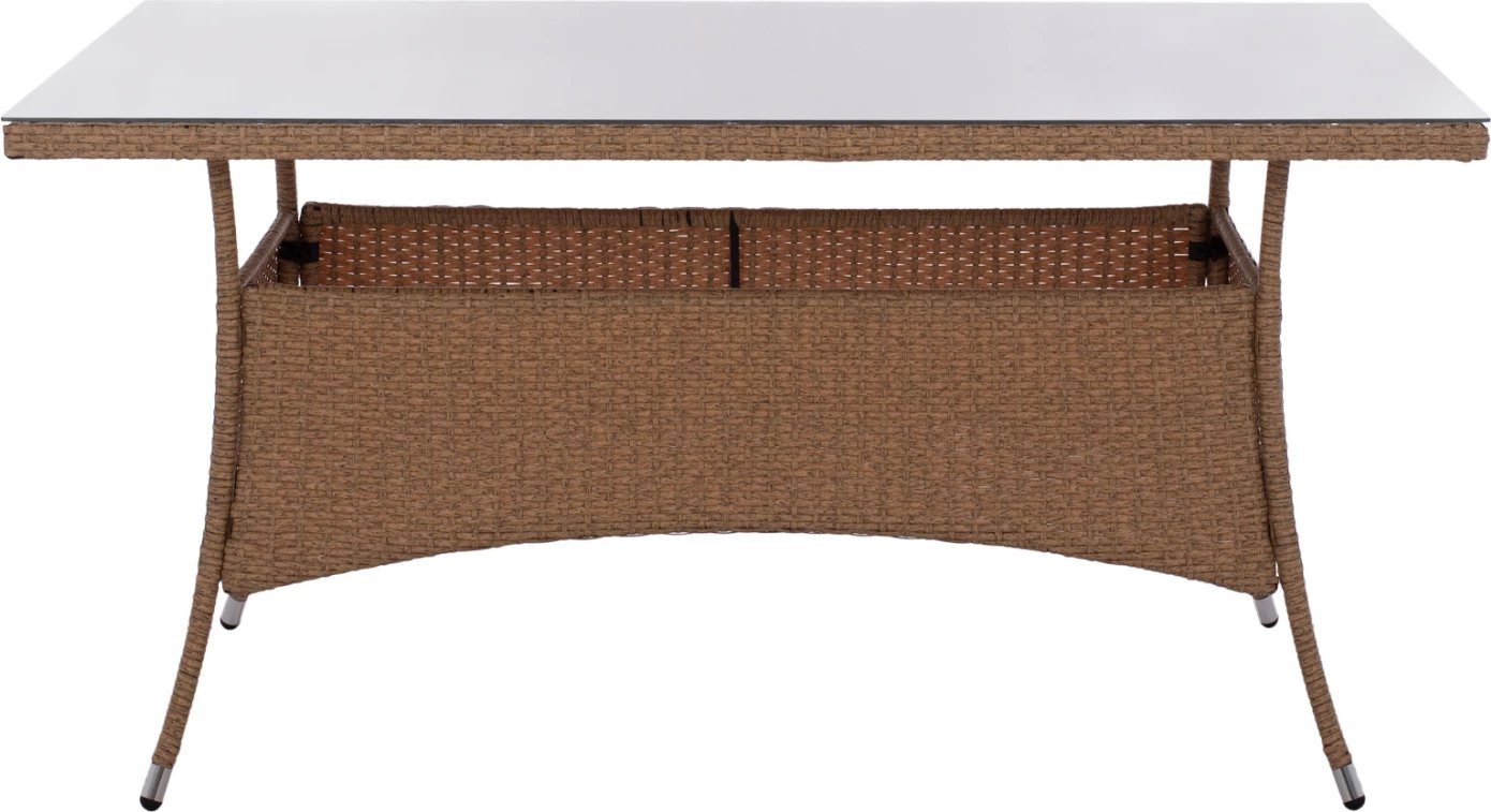 Tavolinë metalike Minsk rattan, ngjyrë bezhë-kafe, FH5507.02, 150x90x75 cm