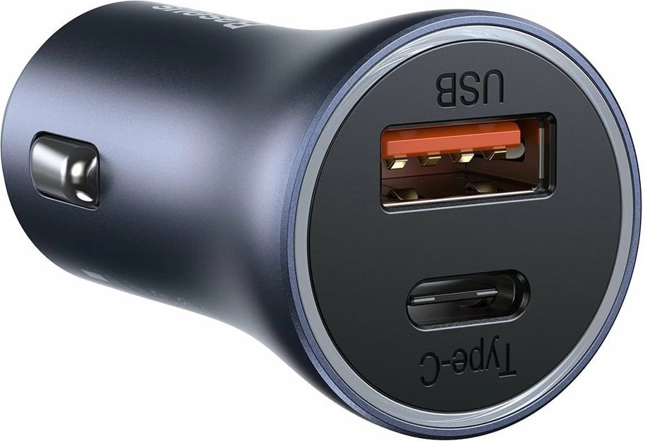 Karikues veture Baseus Golden Contactor Pro, 40W, 2 porta USB/USB-C, me kabllo USB-C në Lightning, Gri Karikues veture Baseus Golden Contactor Pro, 40W, 2 porta USB/USB-C, me kabllo USB-C në Lightning, Gri