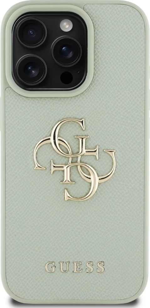 Mbështjellës Guess Grained Big 4G Logo Small Classic Logo për iPhone 16 Pro Max, Gjelbër