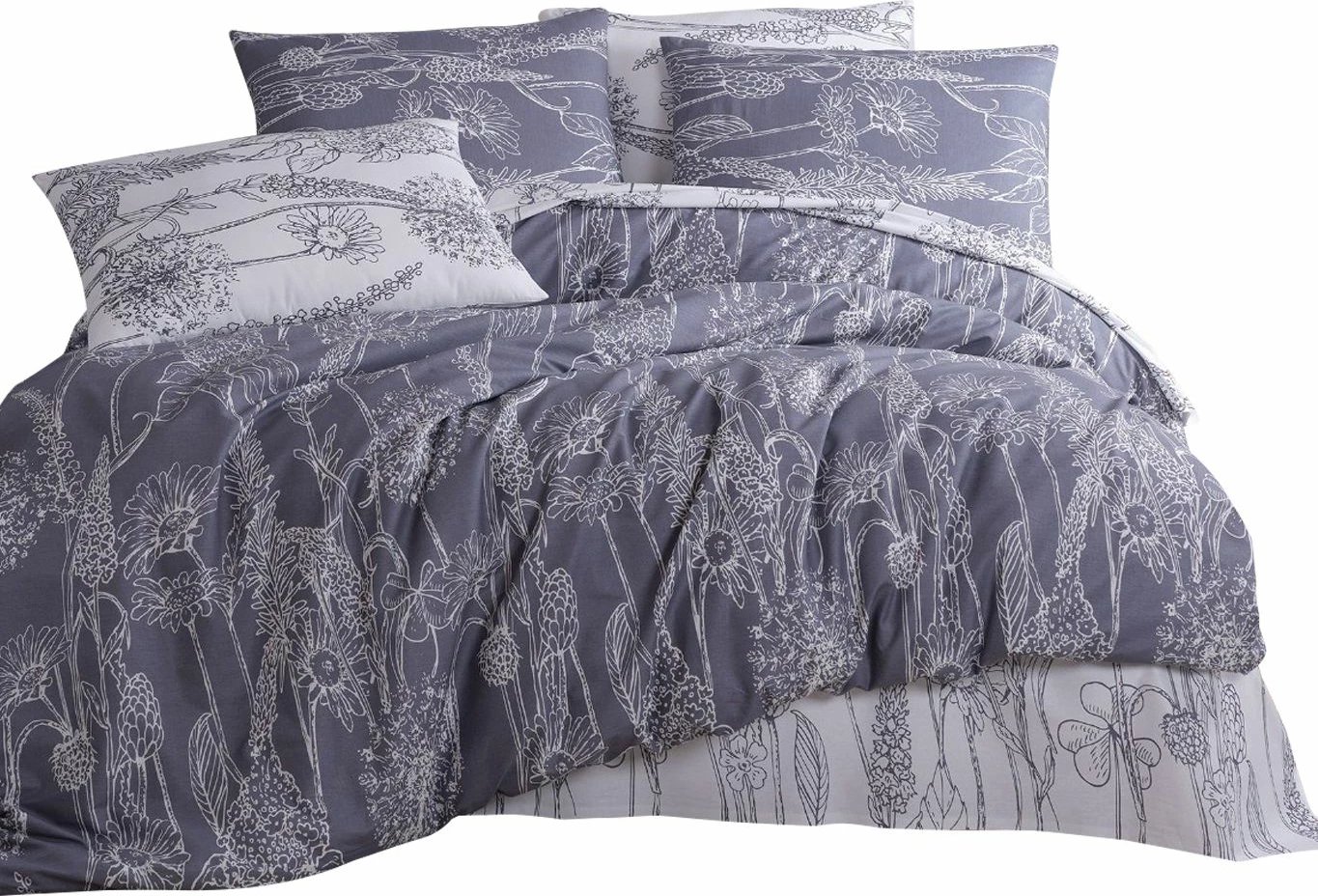 Set mbulesë për jorgan King, L'essentiel, Lara, gri-bardhë