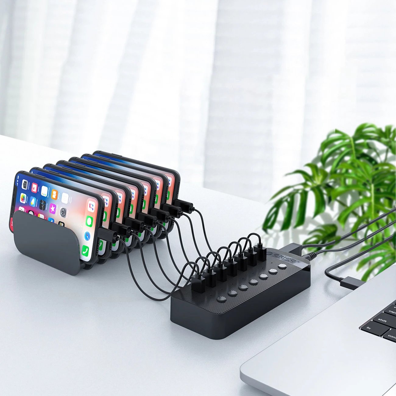 Hub USB 16 porta Orico CT2U3-16AB, USB 3.0, me çelësa individual, e zezë