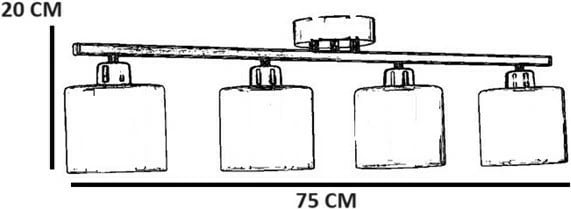 Llambë tavani Opviq Yeni Nomi, 4 drita, ngjyrë e zezë dhe qelq bal