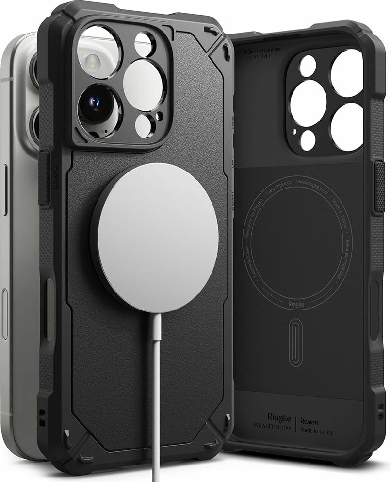 Mbështjellës Ringke Rugged Gear MagSafe për iPhone 16 Pro, i zi