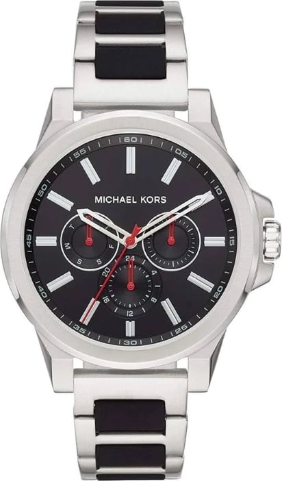 Orë dore MICHAEL KORS ABBOTT për meshkuj, argjend me të zezë