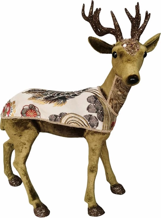 Dekor për Krishtlindje, drer brokat, shumëngjyrësh, 40x27x58, shkumë dhe tekstil