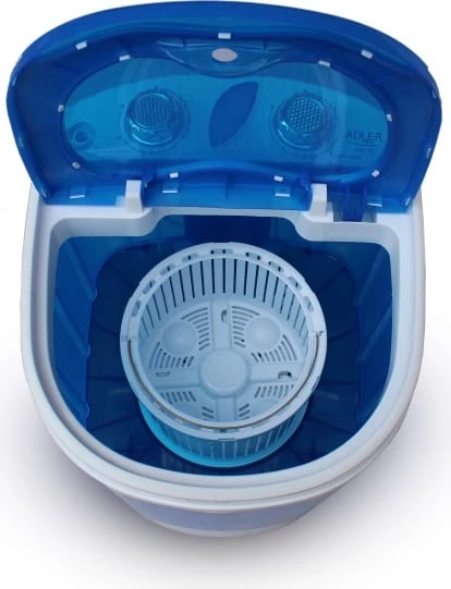 Makineri larëse portative me shtrydhje, Adler AD 8051, 3 kg larje, 1 kg shtrydhje, program 15 min, e bardhë/blu