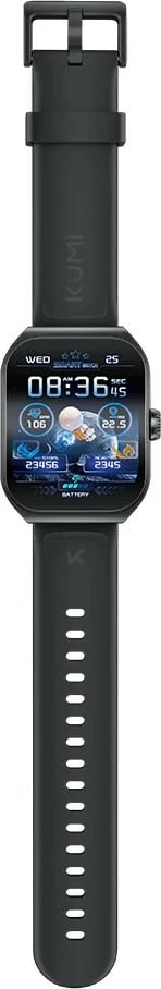 Smartwatch Kumi KU7, 1.96 inç, 250 mAh, e zezë