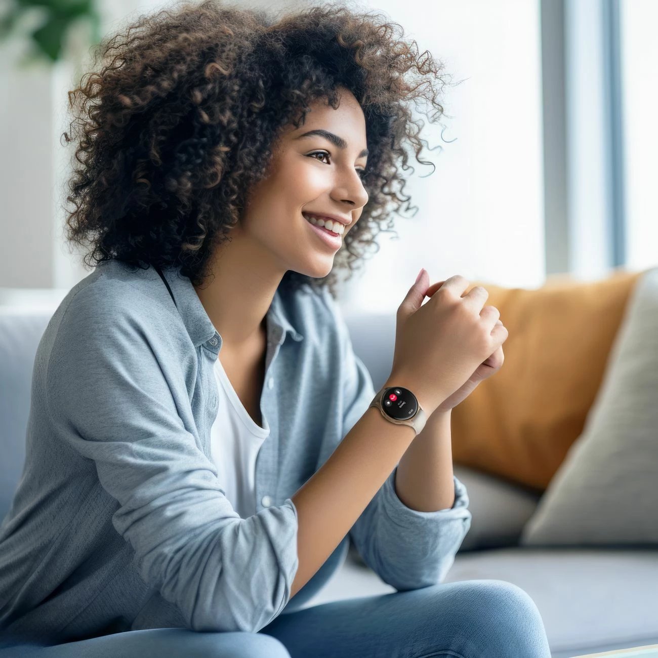 Smartwatch Hama 8900 GPS AMOLED 1.32", rrip silikoni bezhë, Gold