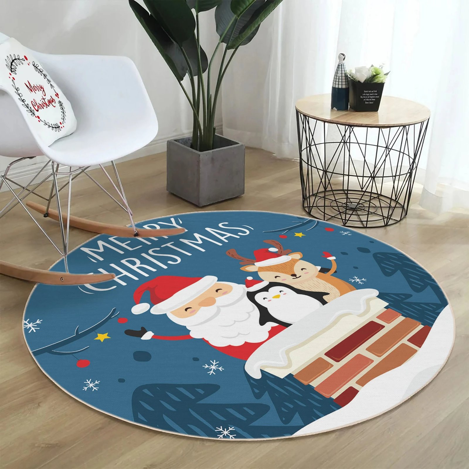 Qilim i rrumbullakët, shumëngjyrësh, tematikë Krishtlindjesh, 80cm, Conceptum Hypnose, Woopamuk463