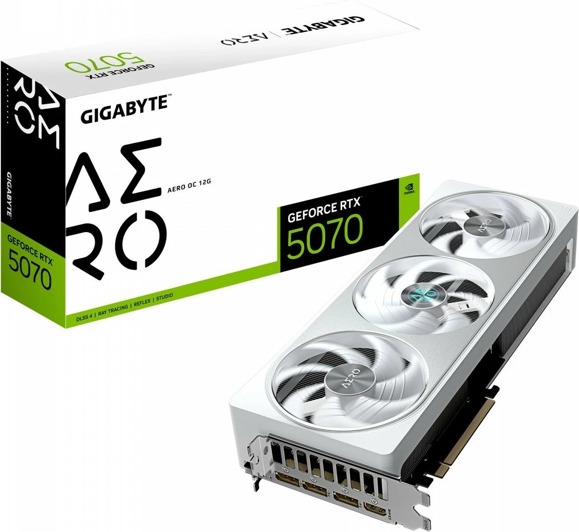 Kartelë grafike Gigabyte GeForce RTX 5070 AERO OC, 12GB GDDR7, 192-bit, Bardhë
