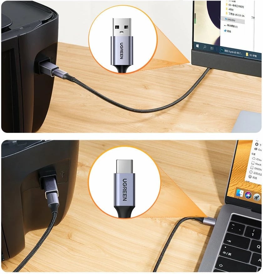 Adapter USB Type C në USB Type B Ugreen US382, Gri