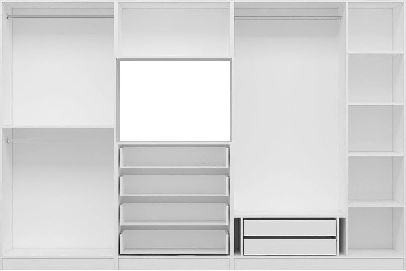 Dollap për rroba, ngjyrë e bardhë, Skye Decor, 315x210x52cm, 10 pjesë